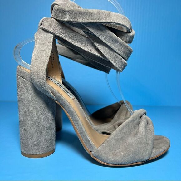 Steve Madden Womens Clary Grey Suede Ankle Wrap Heels 7.5 - Picture 5 of 11
